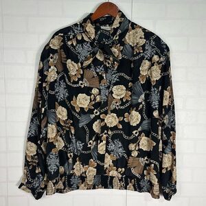 Alfred Dunner Vintage Women’s Blouse size 22 W Equestrian Floral Print Black